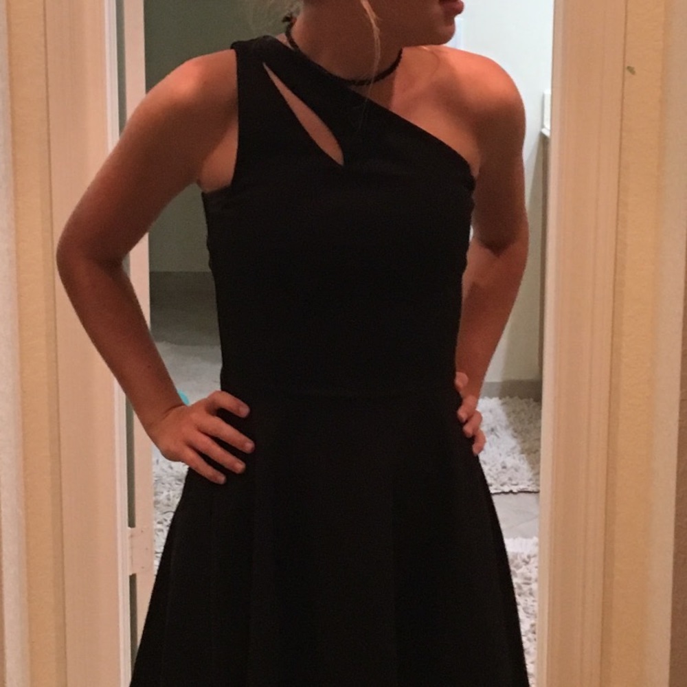 Aqua One shoulder little black Dress